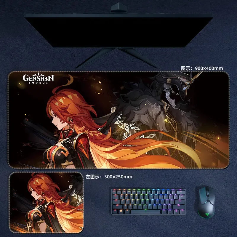 Citlali Mavuika Mouse Pad Genshin Impact Pyro Archon Mousepad Genshin Computer Pad Anime PC Gaming Accessories Desk Mat