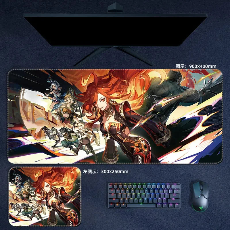 Citlali Mavuika Mouse Pad Genshin Impact Pyro Archon Mousepad Genshin Computer Pad Anime PC Gaming Accessories Desk Mat