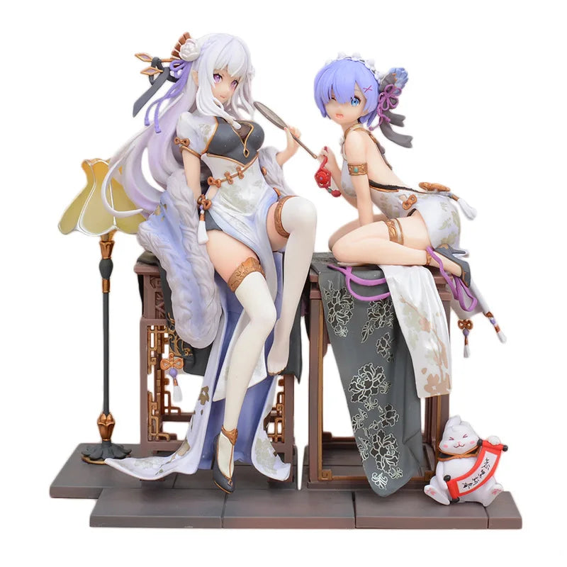 Re:life In A Different World From Zero Rem Emilia Chinoiserie Clothing Figure Model Collection Desktop Decoration Ornament Gifts