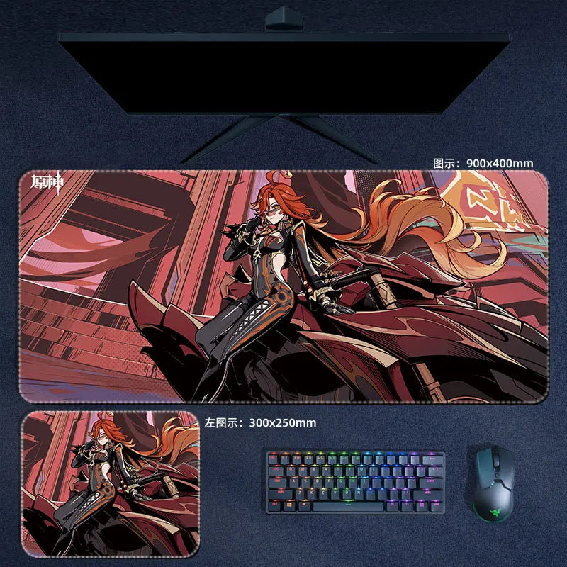 Citlali Mavuika Mouse Pad Genshin Impact Pyro Archon Mousepad Genshin Computer Pad Anime PC Gaming Accessories Desk Mat