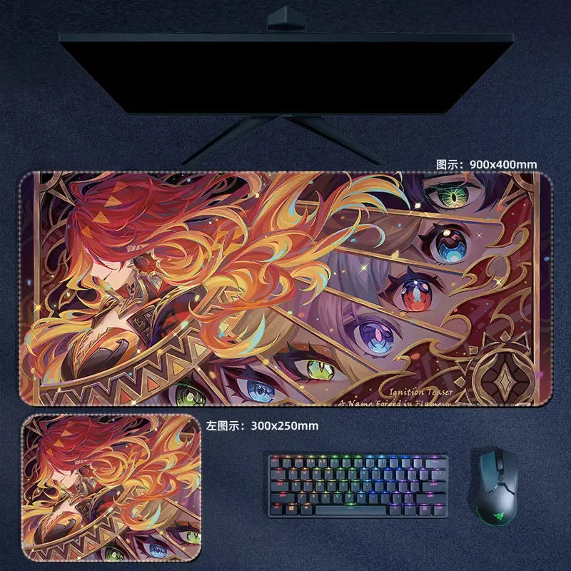 Citlali Mavuika Mouse Pad Genshin Impact Pyro Archon Mousepad Genshin Computer Pad Anime PC Gaming Accessories Desk Mat