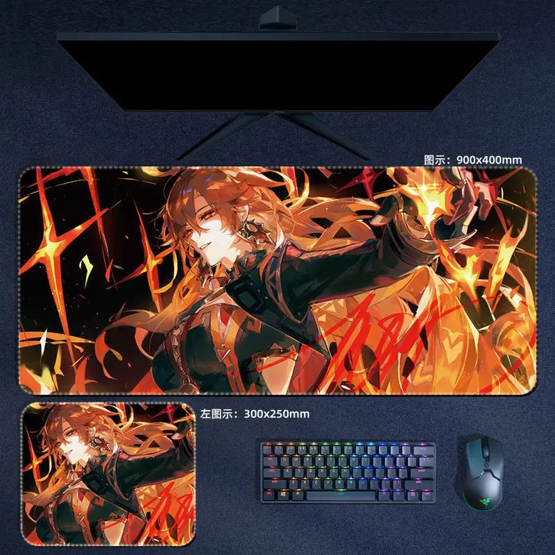 Citlali Mavuika Mouse Pad Genshin Impact Pyro Archon Mousepad Genshin Computer Pad Anime PC Gaming Accessories Desk Mat