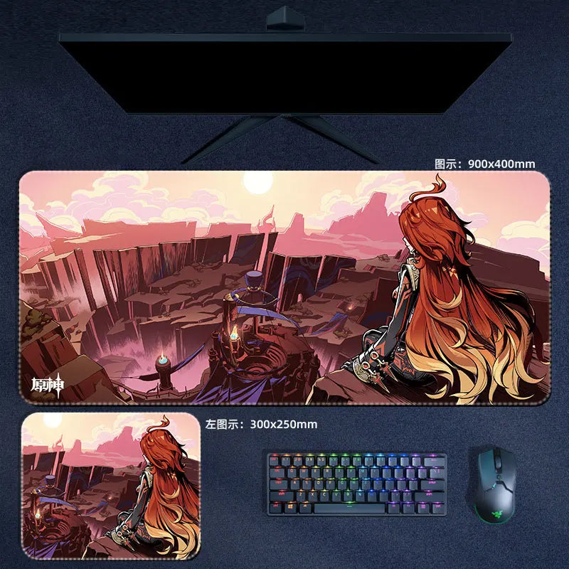 Citlali Mavuika Mouse Pad Genshin Impact Pyro Archon Mousepad Genshin Computer Pad Anime PC Gaming Accessories Desk Mat