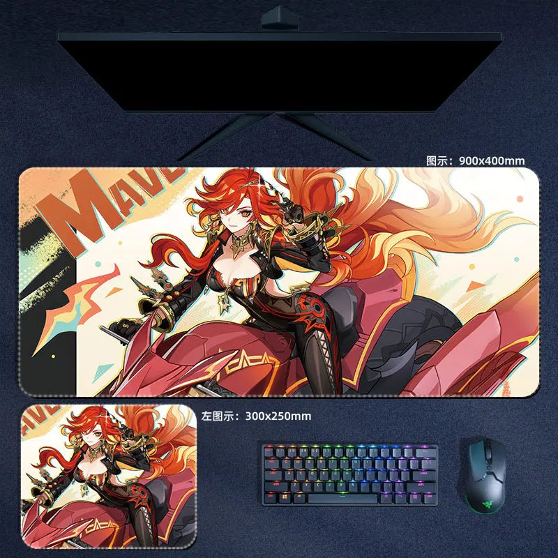 Citlali Mavuika Mouse Pad Genshin Impact Pyro Archon Mousepad Genshin Computer Pad Anime PC Gaming Accessories Desk Mat