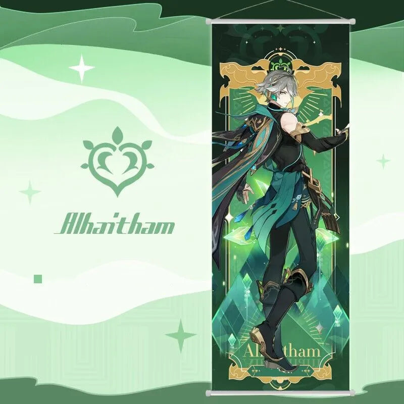 New Nahida Wanderer Raiden Shogun Genshin Impact Scroll Canvas Painting Home Decor Wall Hanging Anime Poster Wall Art Room Decor
