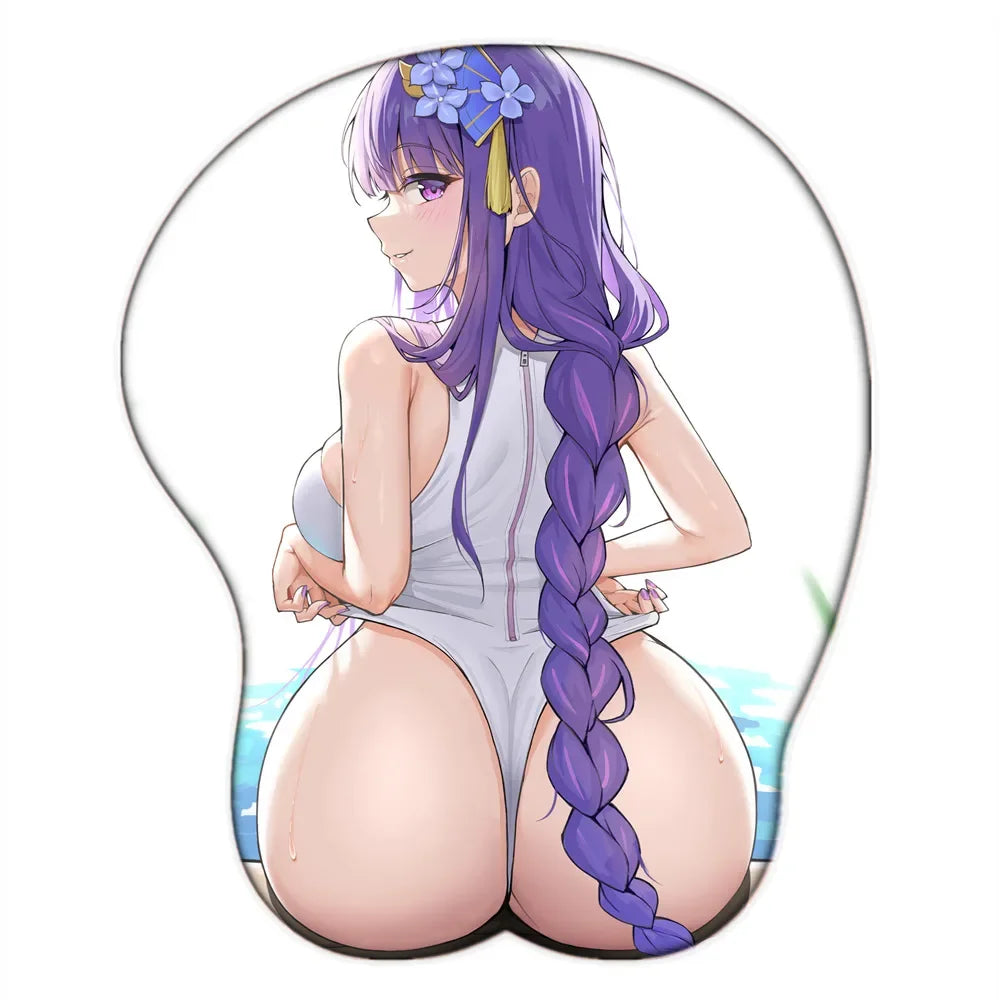 Genshin Impact Ganyu Raiden Shogun Sexy Big Ass Mouse Pad Gamer Anime Cute Manga Wrist Rest 3D Oppai Silicone Gel Mat Mou Diydin