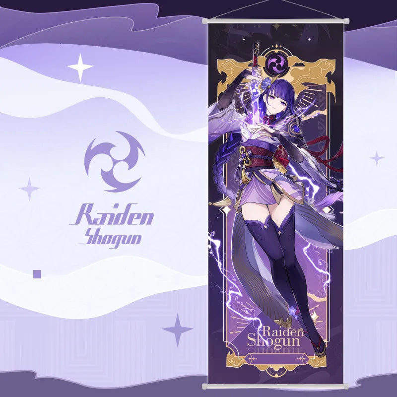 New Nahida Wanderer Raiden Shogun Genshin Impact Scroll Canvas Painting Home Decor Wall Hanging Anime Poster Wall Art Room Decor