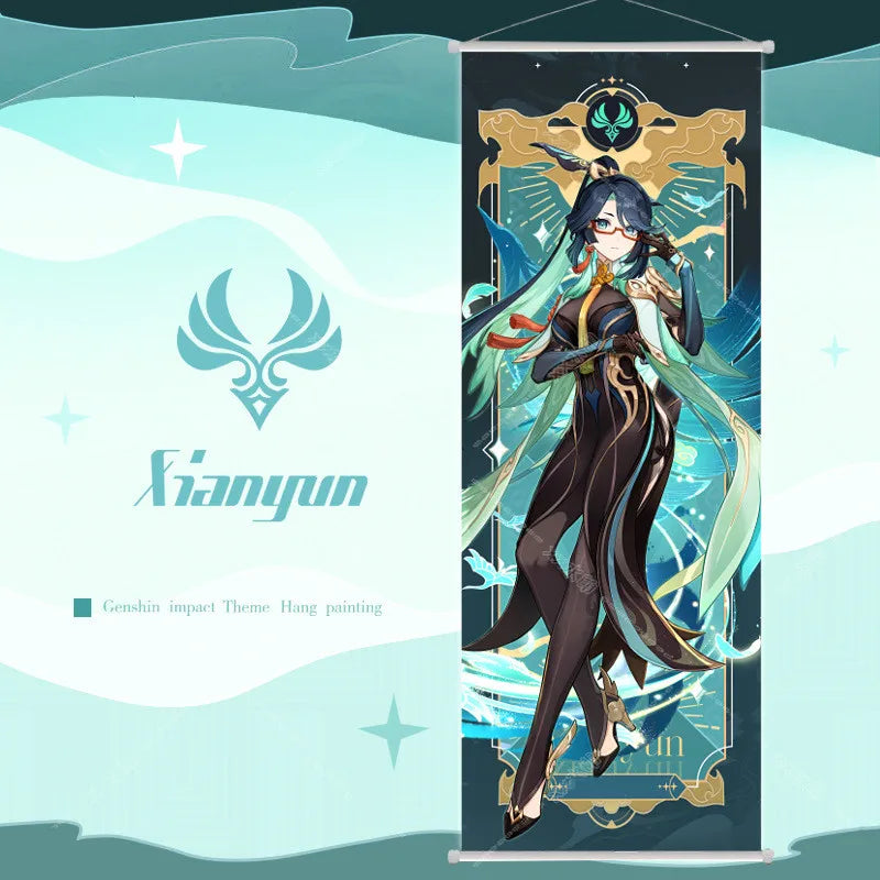 New Nahida Wanderer Raiden Shogun Genshin Impact Scroll Canvas Painting Home Decor Wall Hanging Anime Poster Wall Art Room Decor