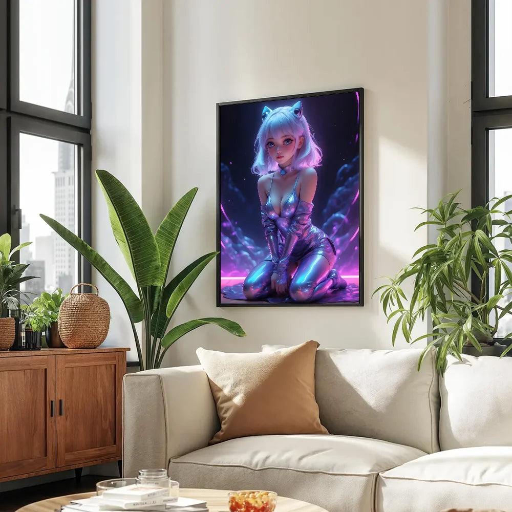 Sexy Anime Girl Canvas Painting, Hot Girl with Sunglasses Poster Canvas Prints, Coquette Room Decor, Girly Wall Art For Home