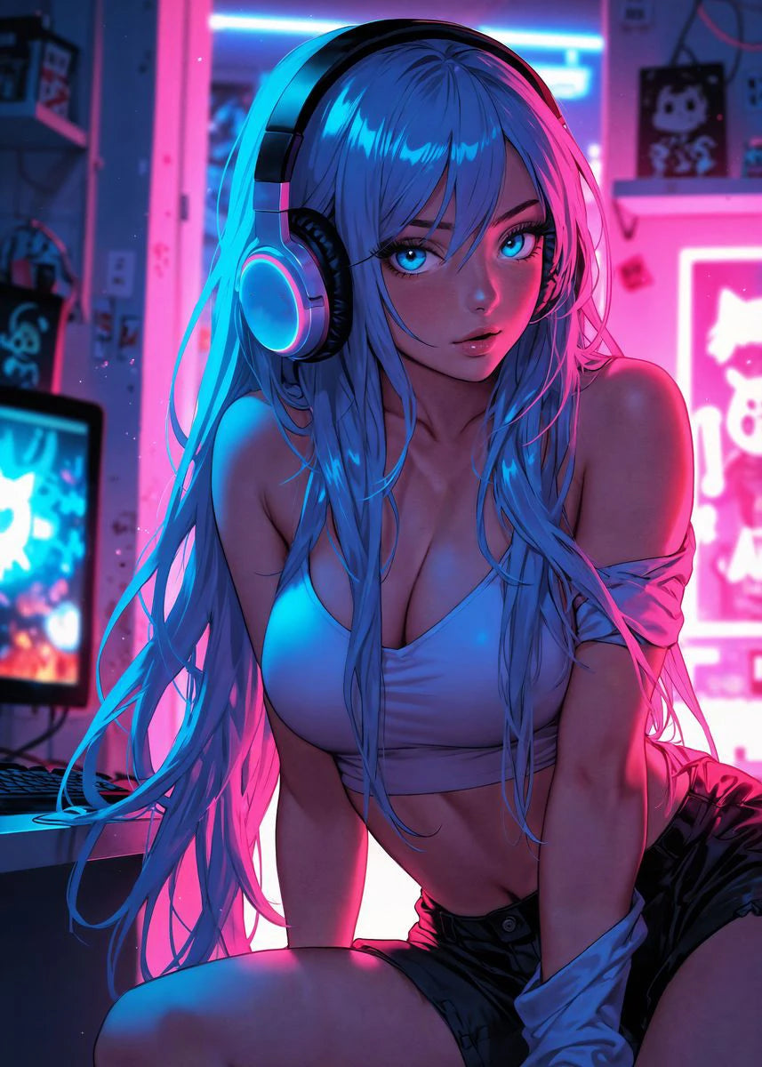 Sexy Anime Girl Canvas Painting, Hot Girl with Sunglasses Poster Canvas Prints, Coquette Room Decor, Girly Wall Art For Home